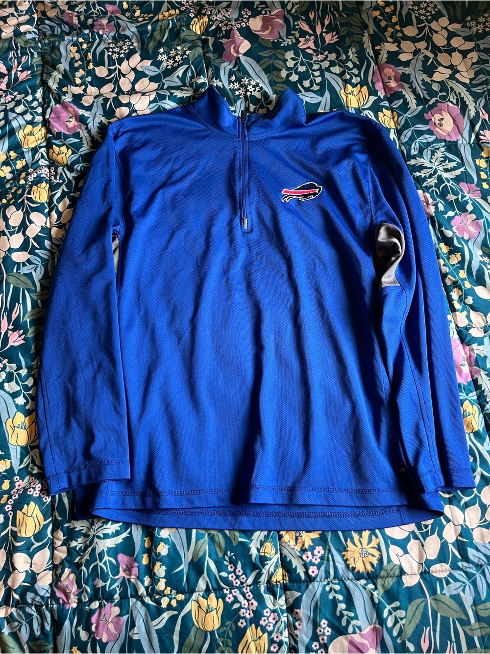 NFL Buffalo Bills Men's Royal Blue Long-Sleeve 1/4 Zip Pullover Shirt Size XL